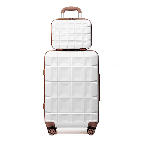 KONO Gepäck-Sets Kofferset 2 Teilig Mittelgroß Koffer mit Beautycase (62cm+Kosmetikkoffer, Weiß) von KONO