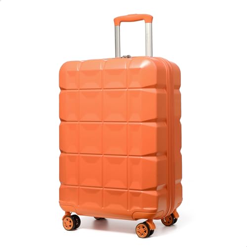 KONO Handgepäck Koffer Trolley Handgepäck 54cm Zwillingsrollen ABS Hartschalenkoffer Reisekoffer mit TSA Schloss 4 Rollen, 54x34x22cm (Koffer Handgepäck, Orange) von KONO