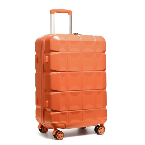 KONO Koffer Groß XL Hartschalenkoffer Groß 72cm Zwillingsrollen ABS Koffer Trolleys Reisekoffer mit TSA Schloss 4 Rollen, 72x49x31cm (Groß Koffer, Orange) von KONO