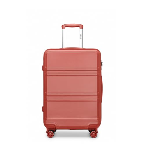 KONO Koffer Hartschale Leichter ABS Reisekoffer Handgepäck Trolley mit 4 Spinnrollen & TSA-Schloss, Korallenpink, 116, modisch von KONO