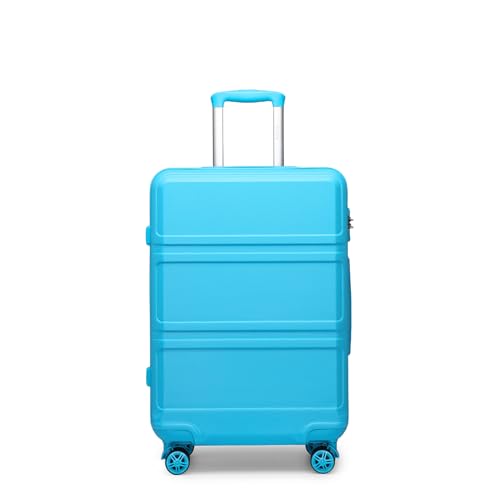 KONO Koffer Hartschale Leichter ABS Reisekoffer Handgepäck Trolley mit 4 Spinnrollen & TSA-Schloss, blau, 140, modisch von KONO