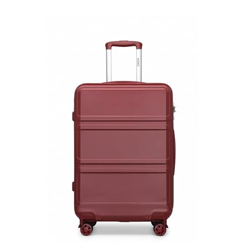 KONO Koffer Hartschale Leichter ABS Reisekoffer Handgepäck Trolley mit 4 Spinnrollen & TSA-Schloss, burgunderfarben, 140, modisch von KONO