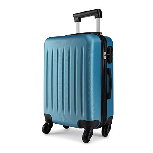 KONO Koffer Reisekoffer Mittelgross Trolley Hartschale ABS Gepäck 4 Rollen Spinner Rollenkoffer (Dunkelblau, Mittlerer Koffer) von KONO