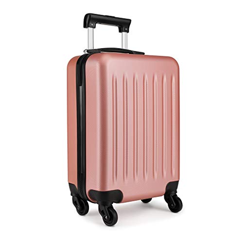 KONO Koffer Reisekoffer Mittelgross Trolley Hartschale ABS Gepäck 4 Rollen Spinner Rollenkoffer (Nude, Mittlerer Koffer) von KONO