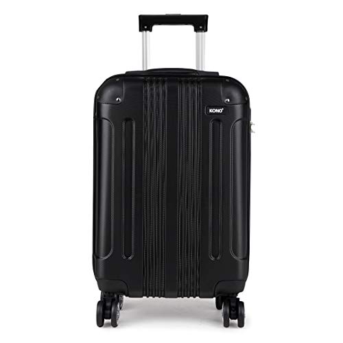 KONO Koffer Trolley Handgepäck Hartschale ABS Reisekoffer Rollkoffer Handgepäck Suitcase (Schwarz, M) von KONO