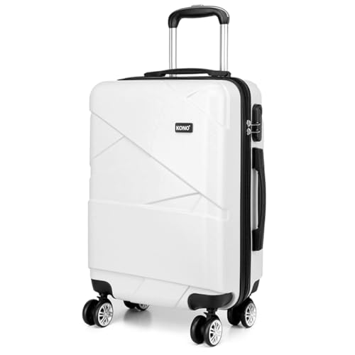 KONO Koffer Trolleys Reisekoffer 100% ABS Hartschalenkoffer 56 * 37 * 23cm Weiß M von KONO
