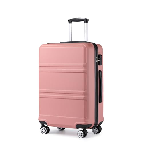 KONO Koffer & Trolleys Mittelgroß 24 Zoll Leicht ABS Hartschalenkoffer mit TSA-Schloss Reisekoffer mit 4 Rollen Rollkoffer 65×44×25.5cm, Nude von KONO