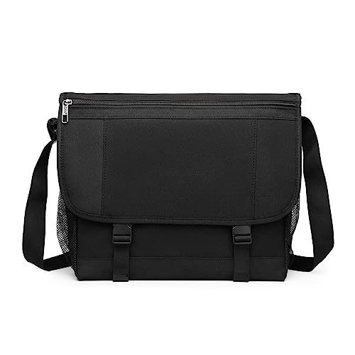 KONO Laptop Messenger Bags Herren Umhängetasche Passt bis zu 15,6 Zoll Laptop, Wasserdicht Anti-Diebstahl Crossbody Tag Tasche Satchel Aktentasche für Schule Reisen Arbeit(Schwarz) von KONO