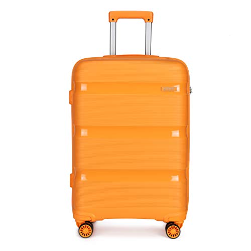 KONO Trolley Handgepäck Koffer 55cm Reisekoffer mit TSA Schloss und 4 Zwillingsrollens, Modisch und Verschleißfest Polypropylen Hartschalenkoffer, 55x40x21cm, 40 Liter (Orange, M) von KONO