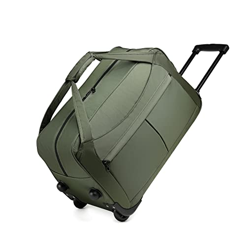 KONO Trolley Reisetasche mit Rollen Klein Rollkoffer Handgepäck Koffer 56cm Leicht Reisekoffer mit 2 Rollen (Grün) von KONO