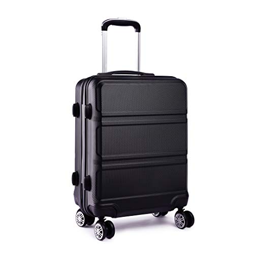 Kono 28 Zoll Zwillingsrollen Großer Koffer Hartschale ABS Reisekoffer 74x48x30cm 100L Spinnergepäck XL (Schwarz) von KONO