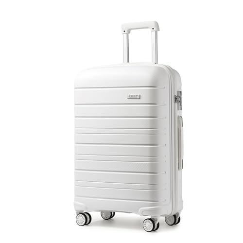 KONO 71,1 cm Leichter Hartschalenkoffer 100 l Reisegepäck mit TSA-Schlössern und 4 Spinner-Rädern (weiß, 76 x 49 x 30 cm), weiß, L(Large 28Inch), Hartschalenkoffer von KONO
