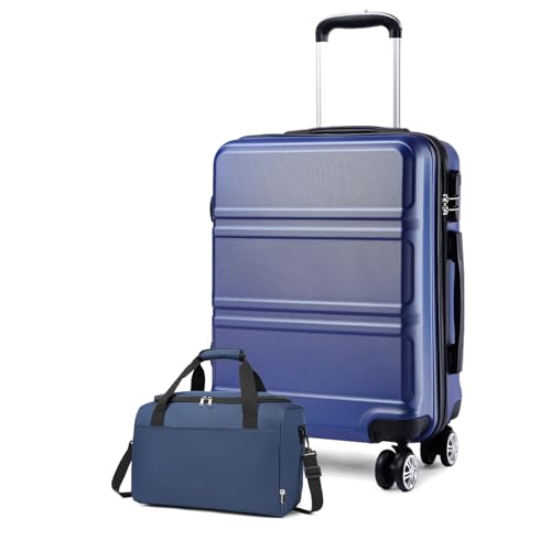 KONO Koffer XL Set 2 Teilig, 74cm Groß Koffer Trolley Koffer mit Ryanair Reisetasche 40x20x25cm (74CM Koffer mit Tasche, Schwarz) von KONO