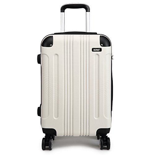 Kono Hartschale Trolley Koffer 4 Rollen Reisekoffer Gepäck (Beige, XL) von KONO