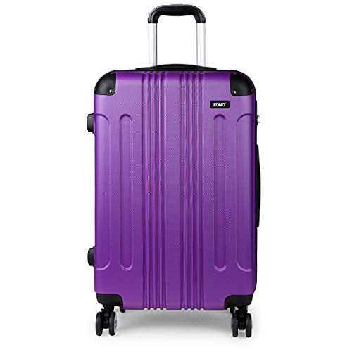 Kono Hartschale Trolley Koffer 4 Rollen Reisekoffer Gepäck (Violett, M) von KONO