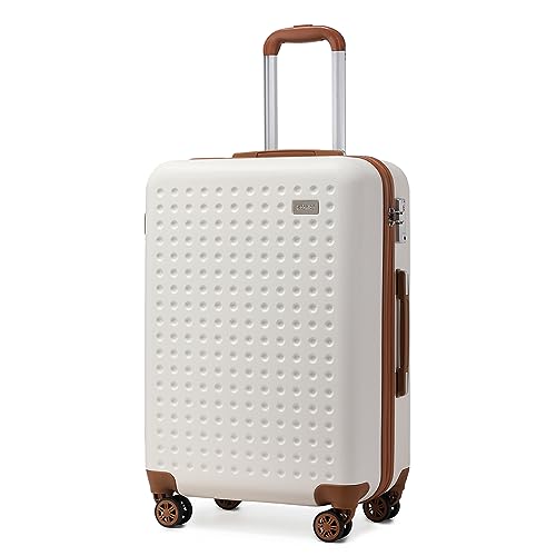 KONO Hartschalenkoffer Reisekoffer Koffer Trolleys 100% ABS Handgepäck Koffer mit 8 Spinnerräder Rollkoffer 55 * 38 * 24cm TSA-Schloss Reisegepäck Weiß von KONO