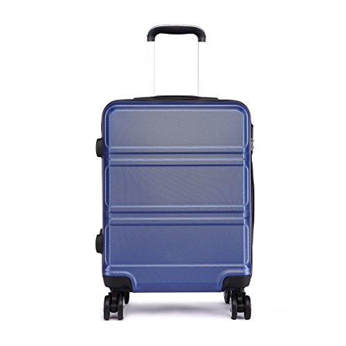 Kono Kleiner Koffer Trolley 55cm Boardcase 39L 2,5Kg Hartschale ABS Handgepäck 4 Spinner Rollen Dunkelblau von KONO