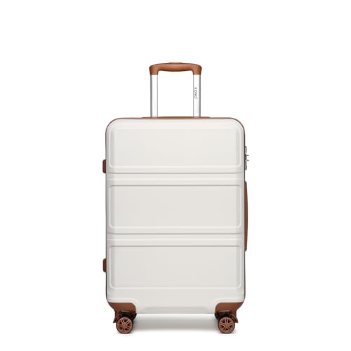 KONO Koffer Hartschale Leichter ABS Reisekoffer Handgepäck Trolley mit 4 Spinnrollen & TSA-Schloss, cremeweiß, 116, modisch von KONO