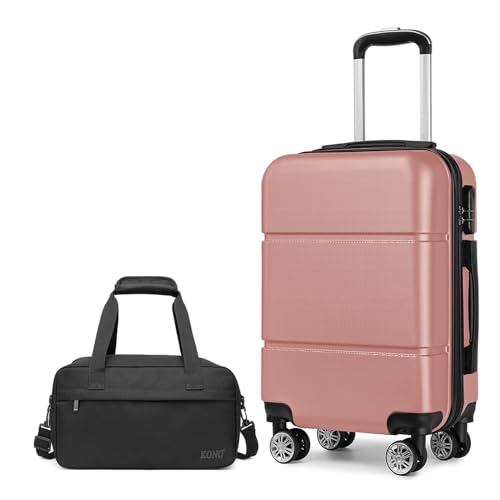 Kono Koffer-Set, 2-teiliges Gepäck-Set, Handgepäck, ABS-Hartschalengepäck und Ryanair Reisetasche, Kabinentasche, Hautfarben und Schwarz, 20'' Luggage Set, modisch von KONO