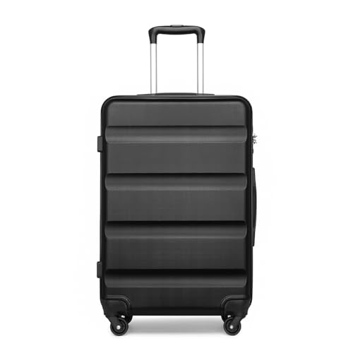 KONO Mittelgroßer Koffer Hartschalen ABS Leichtes Check-in Gepäck mit TSA Schloss und 4 Rädern (24",Schwarz) von KONO