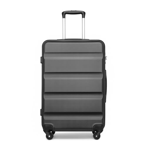 KONO Mittelgroßer Koffer Hartschalen ABS Leichtes Check-in Gepäck mit TSA Schloss und 4 Rädern (24",Grau) von KONO