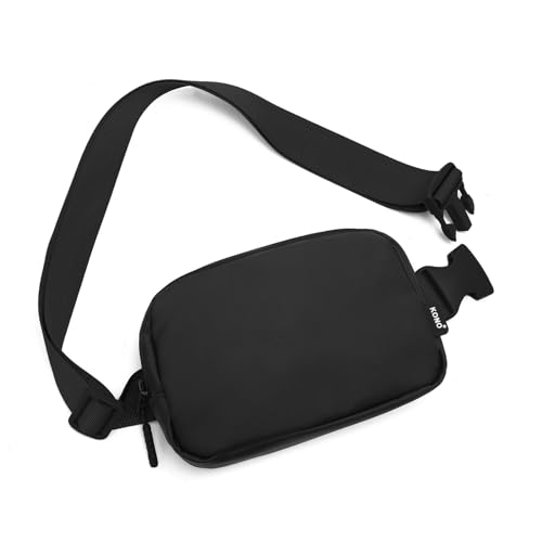 Kono Mode Bauchtasche Gürteltasche Umhängetasche Wasserabweisende Hüfttasche Leichtgewichtige kleine Reise-Brusttasche mit verstellbarem, erweitertem Gurt (Schwarz) von KONO