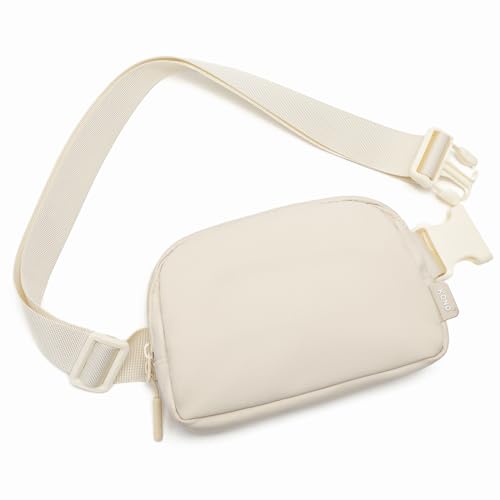 Kono Mode Bauchtasche Gürteltasche Umhängetasche Wasserabweisende Hüfttasche Leichtgewichtige kleine Reise-Brusttasche mit verstellbarem, erweitertem Gurt (Beige) von KONO