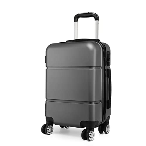 KONO Reisekoffer Handgepäck Koffer mit Rollen Hartschale Trolley 55x38x22cm 33 Liter Leichtgewicht ABS Grau von KONO
