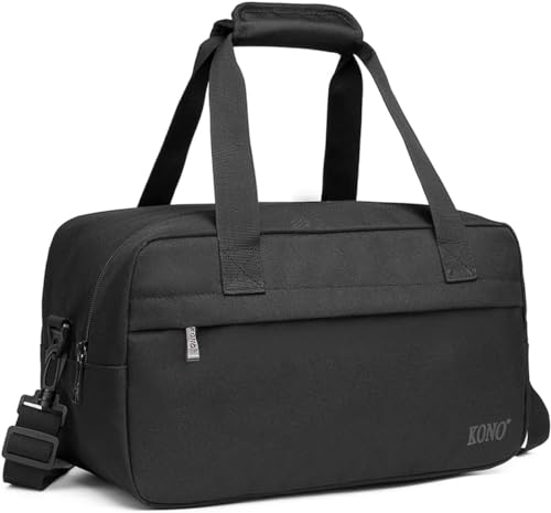 KONO Reisetasche Weekender Tasche 35x20x20 Ryanair Handgepäck Unisex Gym Henkeltasche 14L (Schwarz) von KONO