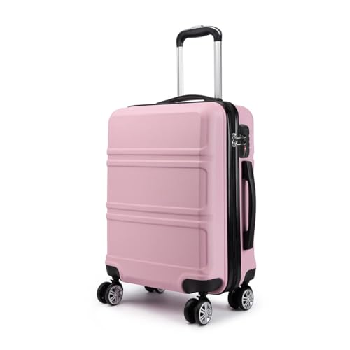 Kono Trolley Koffer Mittelgroß Leicht Hartschalenkoffer Reisekoffer mit 4 Rollen und TSA Schloss, 65x41x26cm, 61Liter, Zwillingsrollen Rollkoffer, ABS Hartschale (Pink, L) von KONO