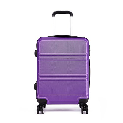 Kono Zwillingsrollen 65cm Reisekoffer Mittelgroß Hartschale ABS Trolley Koffer Gepäck 3,1Kg 61L (Violett) von KONO