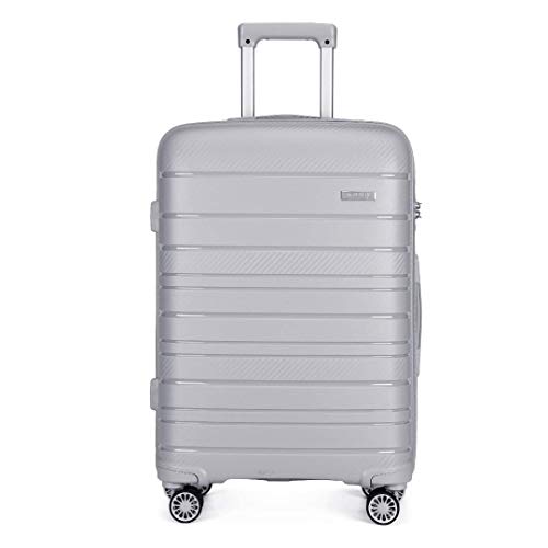 KONO Kabinentrolley Kleiner Koffer Handgepäck 55x40x20 Leicht Handgepäckkoffer Hartschale Rollkoffer Reisekoffer mit 4 Rollen und TSA Schloss, Polypropylen Suitcase (Grau, Koffer M) von KONO