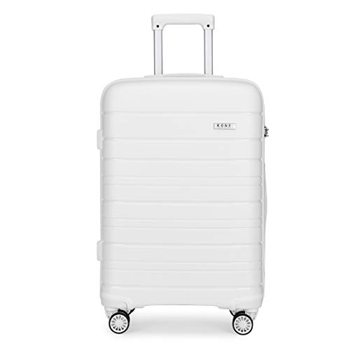 KONO Carry-ons Luggage Kleiner Koffer Handgepäck 55x40x20 Leicht Kabinentrolley Handgepäckkoffer Hartschale Rollkoffer Reisekoffer mit 4 Rollen und TSA Schloss, Polypropylen Suitcase (Weiß, M) von KONO