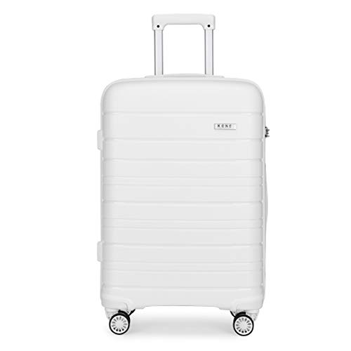 Kono Carry-ons Luggage Kleiner Koffer Handgepäck 55x40x20 Leicht Kabinentrolley Handgepäckkoffer Hartschale Rollkoffer Reisekoffer mit 4 Rollen und TSA Schloss, Polypropylen Suitcase (Weiß, Koffer M) von KONO