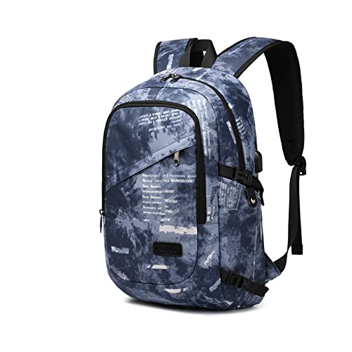 Laptop-Rucksack Diebstahlsicherung Reisen Geschäft Arbeiten Computer Rucksack mit USB-Anschluss Leichte Laptoptasche Schulrucksack Schulranzen Lässiger Tagesrucksack (Blau) von KONO