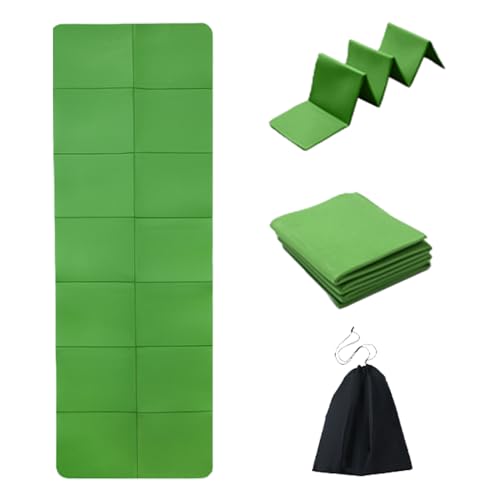 Folding Travel Yoga Mat, Non Slip Waterproof Travel Pilates Mat, Easy to Carry to Class Beach Park Travel, 183 x 61 x 0.4 cm (Green) von KOOMAL