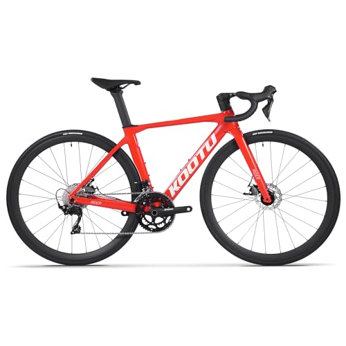 KOOTU Carbon Rennrad, T800 Leichtes Carbonfaser-Rahmen-Rennrad mit 105 R7000 22-Gang-Gruppenschaltung und mechanischer Scheibenbremse für Erwachsene. von KOOTU