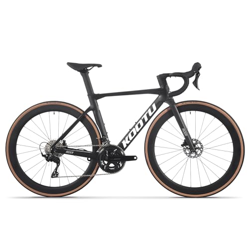 KOOTU Carbon-Rennrad, leichtes Vollcarbon-Scheibenbrems-Rennrad mit Shimano R7120 24-Gang-Gruppensatz und hydraulischer Scheibenbremse für Erwachsene. von KOOTU