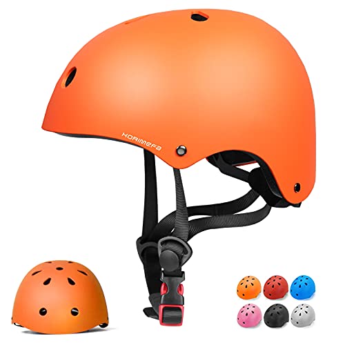 KORIMEFA Kinder Fahrradhelm Kinderhelm Skaterhelm Verstellbar für 3 Jahre Junge CE-Zertifizierung für Fahrrad Roller Skateboard Scooter 3-13 Jahre Alt Junge Mädchen (Orange, M) von KORIMEFA