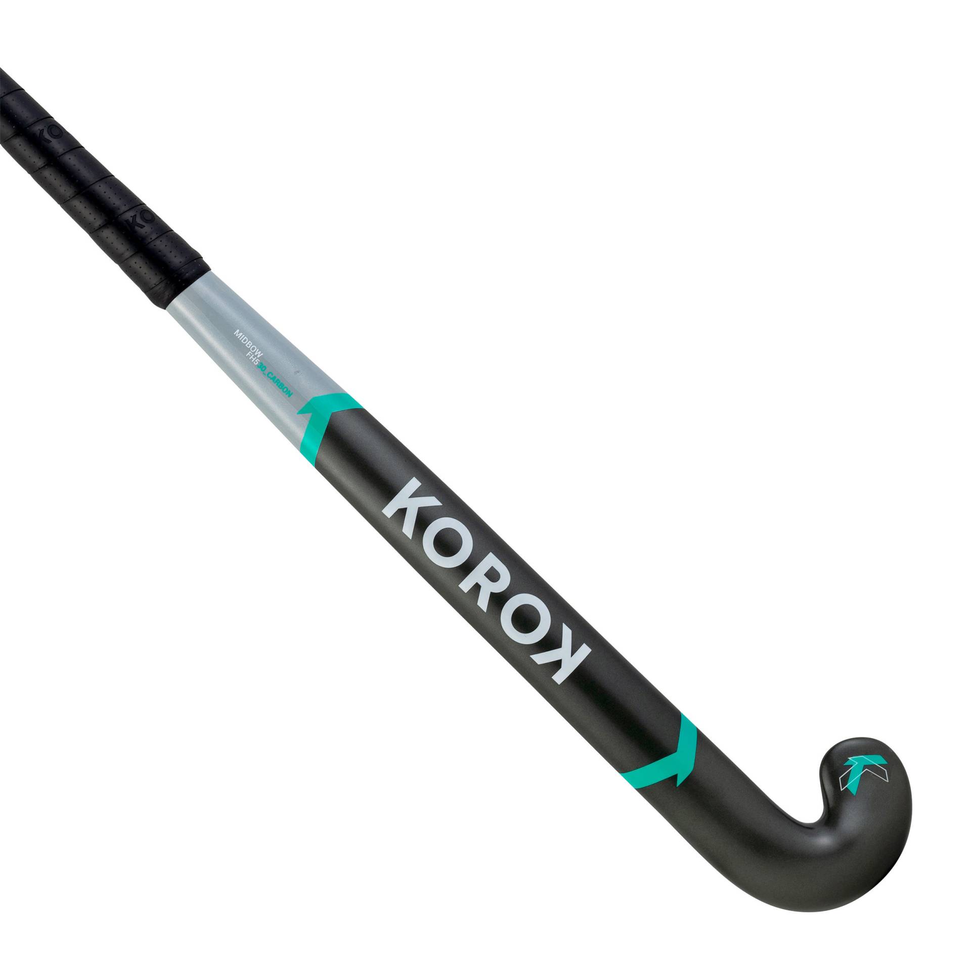 Feldhockeyschläger FH530 Mid Bow 30% Carbon Erwachsene grau/türkis von KOROK
