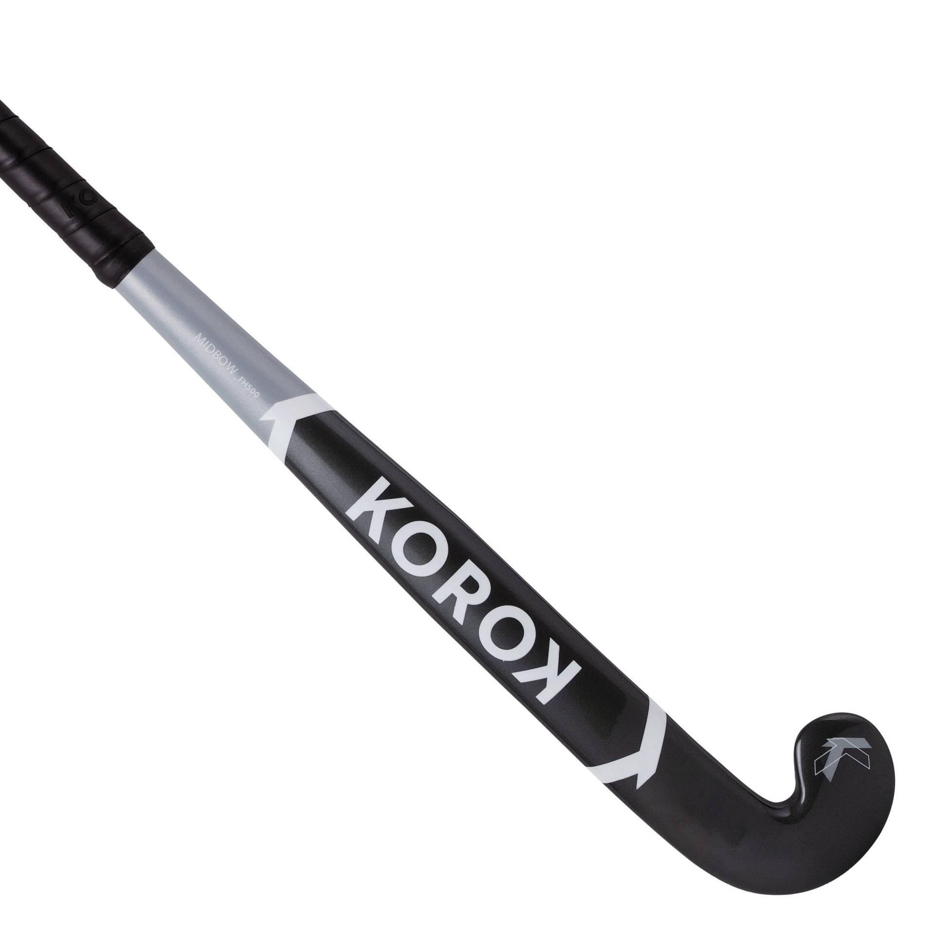 Hockeyschläger Indoor FH500 Mid Bow 100 % Glasfaser Kinder/Jugendliche grau von KOROK