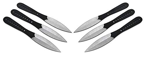 6 teiliges Wurfmesser Set 22,5 cm schwarz Tomahawk Edition inklusive Nylon Holster mit Gürtelschlaufe 3 hochwertige Throwing Knives - Ninja Wurfmesser von KOSxBO