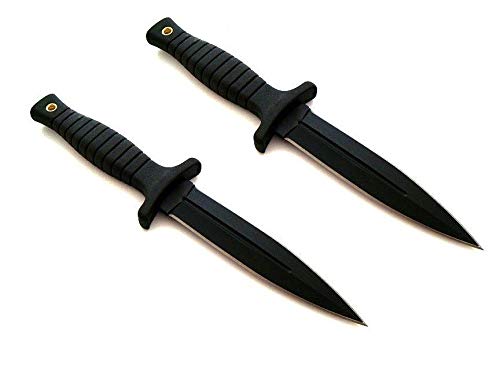 KOSxBO® *2er Set* - Krav MAGA Combat - Defense Forces Nahkampf Stiefelmesser 24 cm - Gürtelmesser - Sondereinheiten Einsatzmesser - Kampfdolch - Bootdagger - Stiefeldolch - großes Messer mit Scheide von KOSxBO