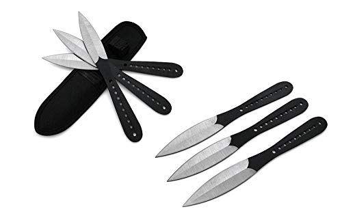KOSxBO® 6 teiliges Wurfmesser Set 22,5 cm schwarz original Tomahawk Edition inklusive Cordura Etui mit Gürtelclip 6 hochwertige Throwing Knives Messer Taschenmesser von KOSxBO