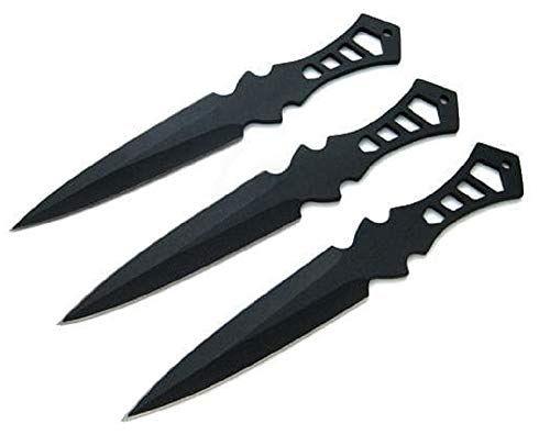 KOSxBO® Set 3er Schwarze Darts Wurfmesser NO Spin Edition hochwertige Kunai Messer inkl Nylon Scheide und Gürtelclip von KOSxBO