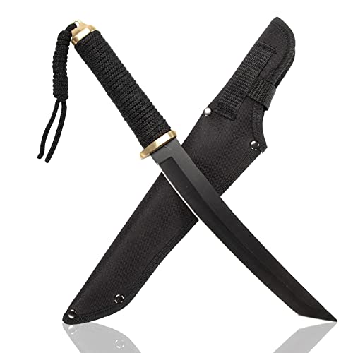 Tanto Messer SCHWARZER Samurai Edition - 35cm kleines Ninja Schwert mit Edelstahlklinge Katana Samuraischwert mit Messerscheide von KOSxBO