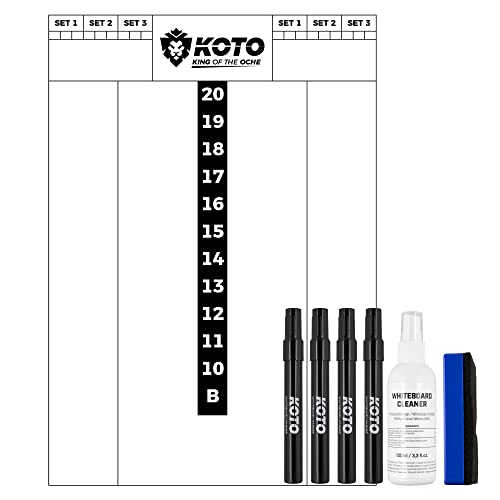 KOTO Flex Scorebord 40x30cm + Whiteboard Marker Set Schwarz, Spielvarianten, Flexibel Material, 4 Marker, 1 Whiteboard, Cleaner Spray von KOTO darts