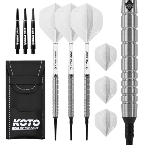 KOTO Kingfly V1 Softdars, 18 Gramm Softtip Darts aus Messing, 90% Tungsten Darts für Elektronische Dartscheiben, Dartpfeile mit Spitzen aus Plastik, Mit Dart Wallet von KOTO darts