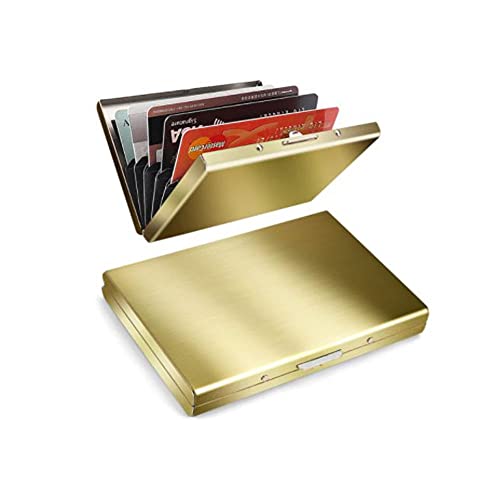 CA-Gold Premium Kreditkartenetui - blockiert RFID und NFC – für Kreditkarten, Personalausweis, EC-Karte etc. - 6 Fächer für bis zu 10 Karten RFID Blocker RFID Schutz (Gold) von KRS