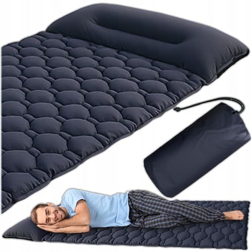 KRUMAD Luftmatratze Camping mit Kissen 190x60 cm, Isomatte Ultraleicht, 5cm Dick, 100 kg Belastung, Aufblasbare Matratze für Campingzelt, Trekking, Outdoor, Strand, Faltbar mit Tasche von KRUMAD